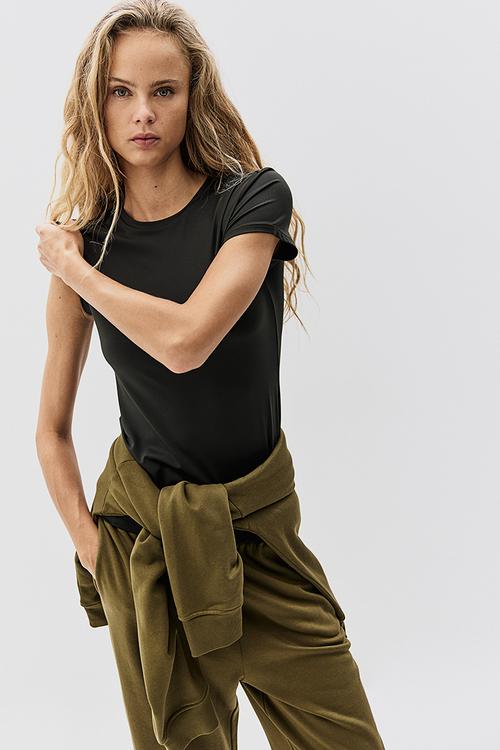Fitted microfibre t-shirt - dark green