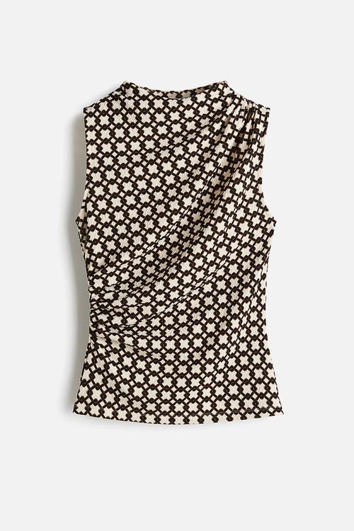 Draped top - light beige/patterned