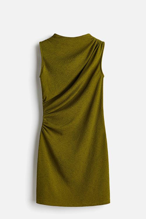 Textured jersey dress - khaki green