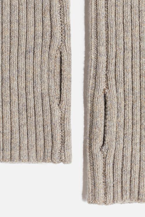 Rib-knit wrist warmers - beige marl