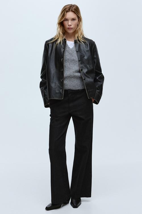 Flared high jeans - black
