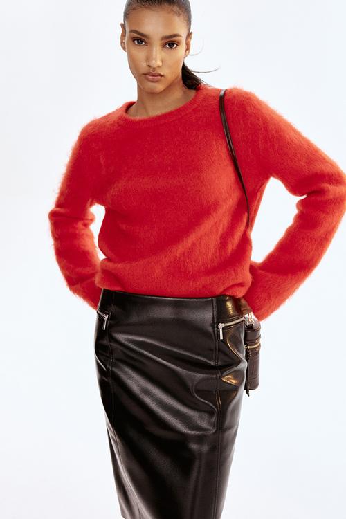 Mohair-blend jumper - bright red
