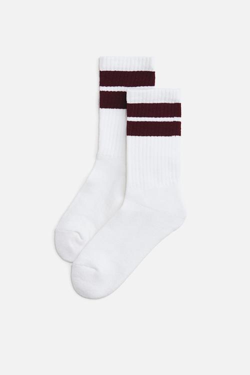 5-pack ribbed socks - white striped