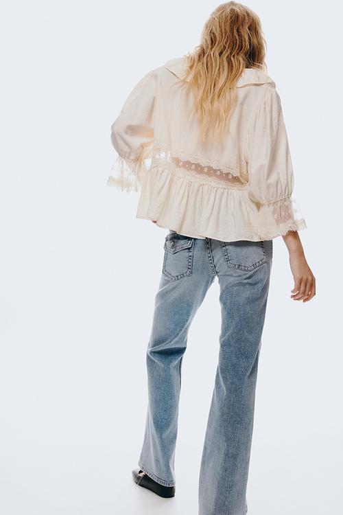 Flared low jeans - washed denim blue