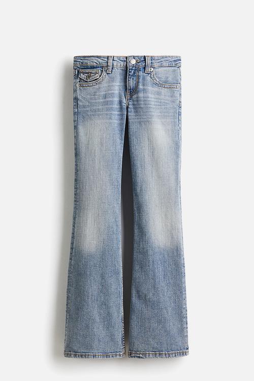 Flared low jeans - washed denim blue