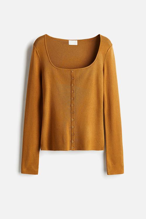 Square-neck top - brown