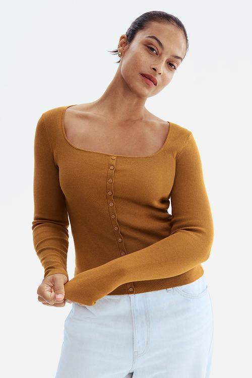 Square-neck top - brown