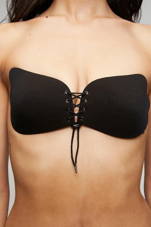 Wing push up stick on bra - black