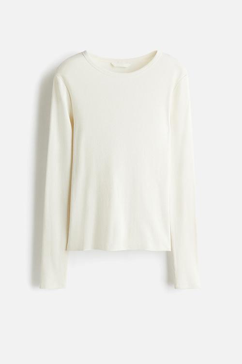 Ribbed cotton top - white