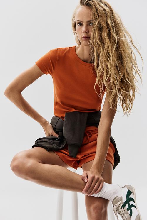 Ribbed t-shirt - dark orange 