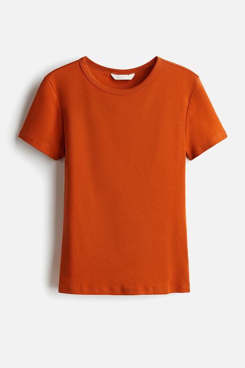 Ribbed t-shirt - dark orange 