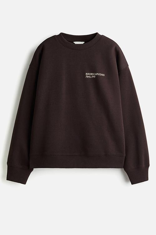 Text-motif sweatshirt - dark brown paris