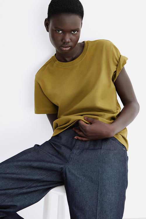 Oversized cotton t-shirt - olive green