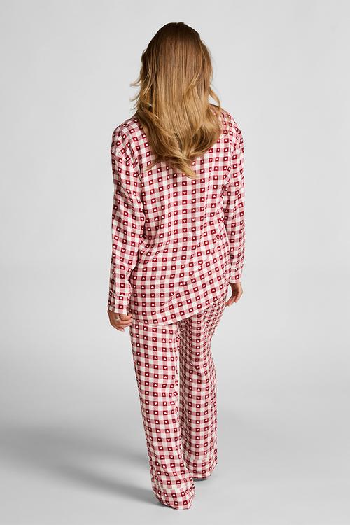 Pj ls vis twill print - red dahlia