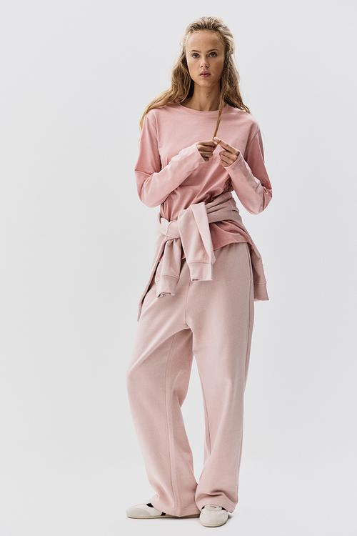 Long-sleeved cotton top - light pink