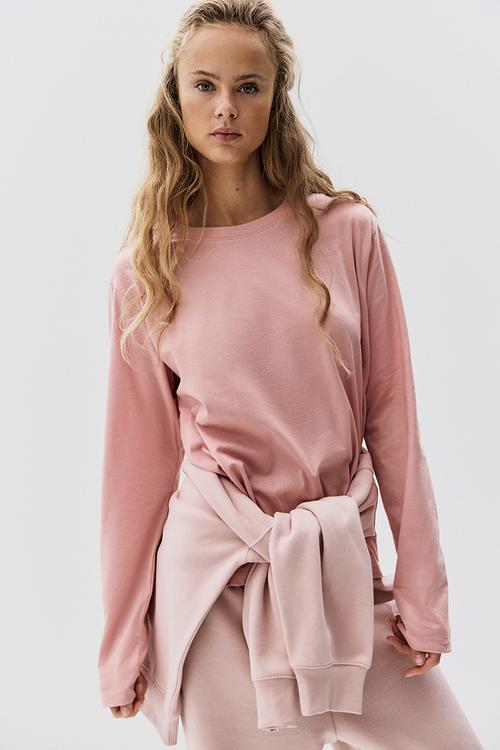 Long-sleeved cotton top - light pink