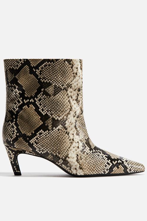 Heeled ankle boots - beige/snakeskin pattern