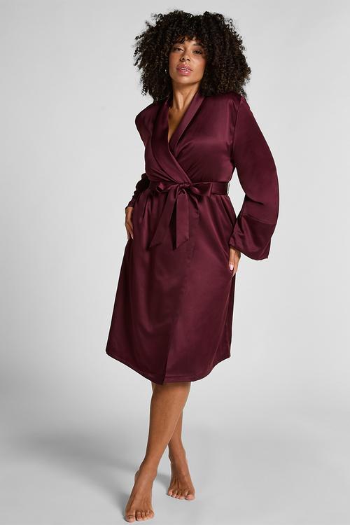 Robe long satin fleece - fig