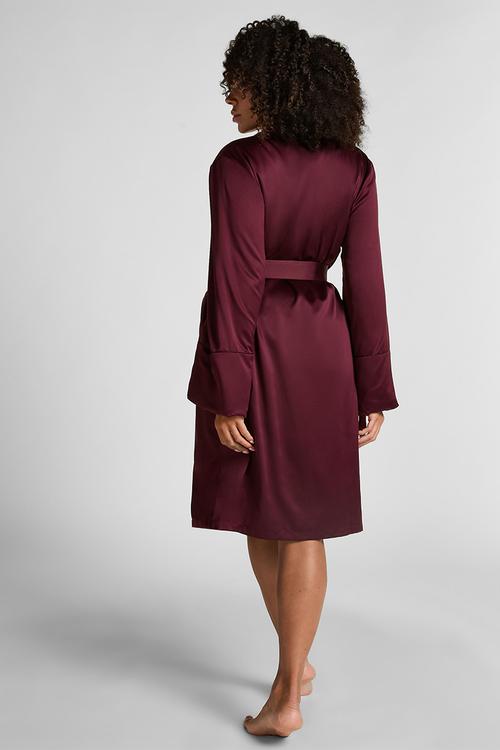 Robe long satin fleece - fig