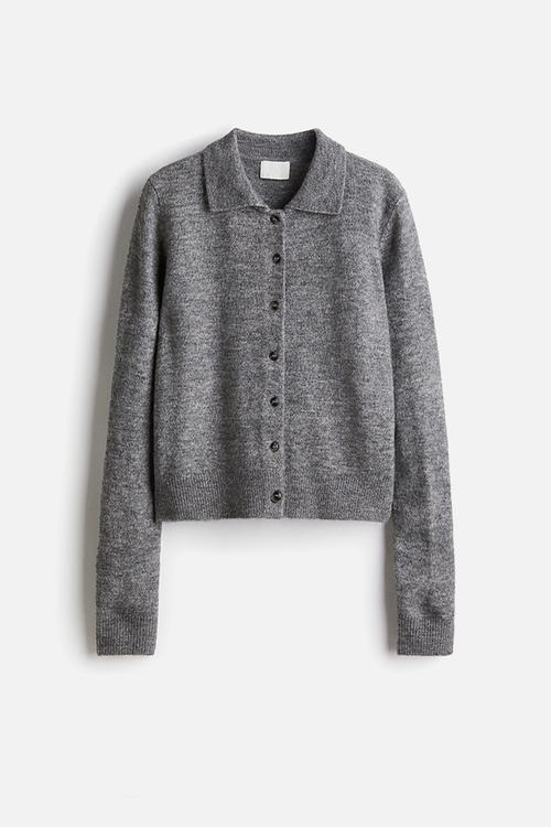 Collared cardigan - grey marl