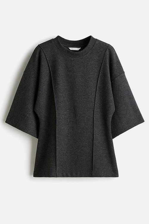 Loose-fit fine-knit top - dark grey marl 