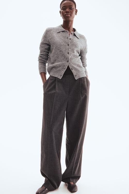 Collared cardigan - grey marl
