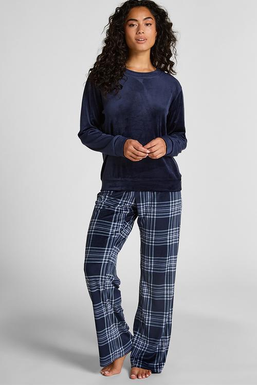 Pj ls velours check - maritime blue