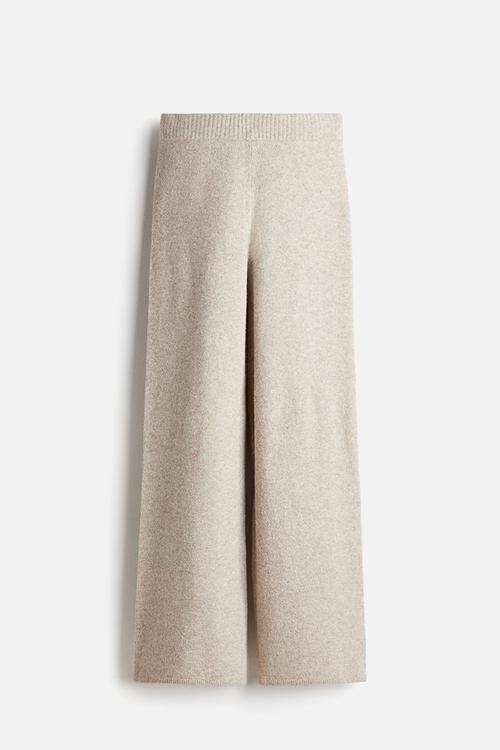 Knitted trousers -  light beige