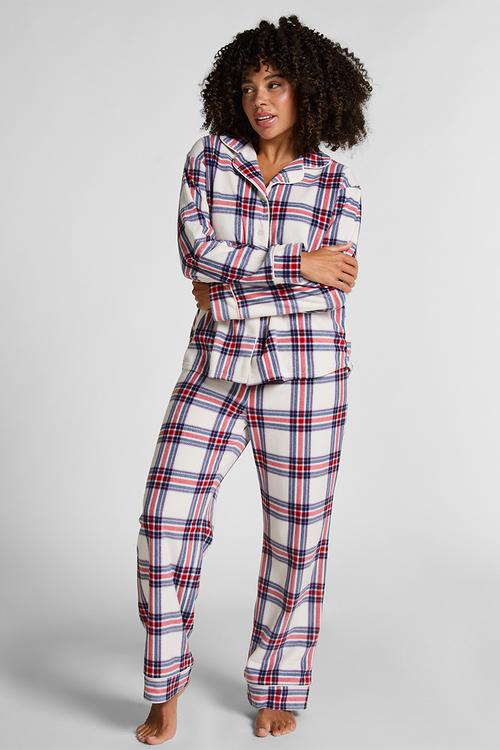 Pj ls polar fleece check - gardenia