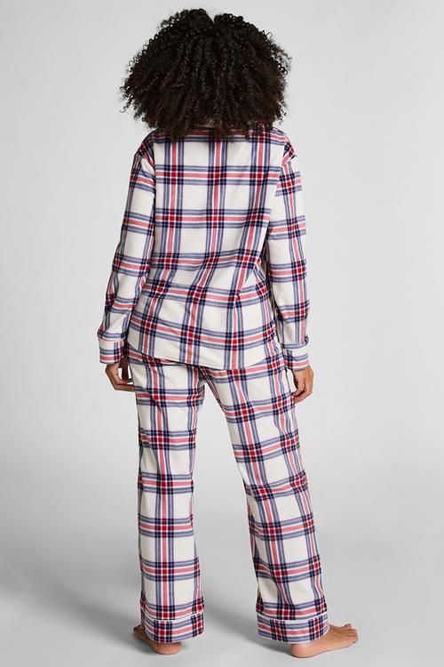 Pj ls polar fleece check - gardenia