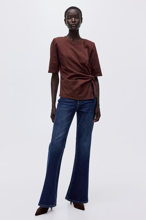 Twist-detail t-shirt - dark rust brown