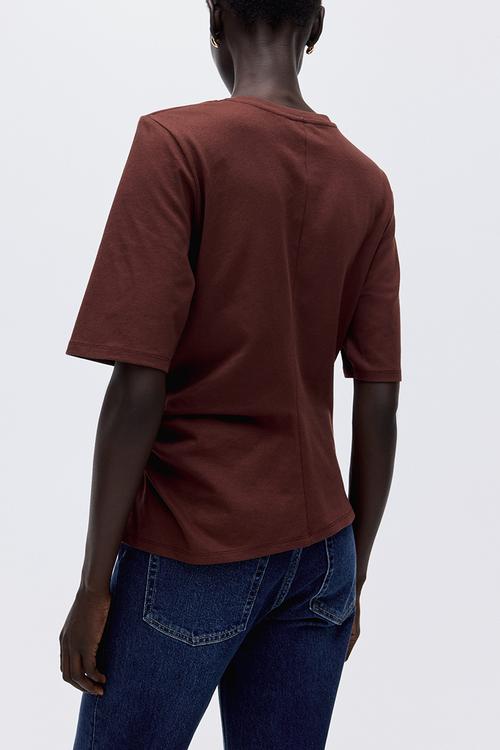 Twist-detail t-shirt - dark rust brown
