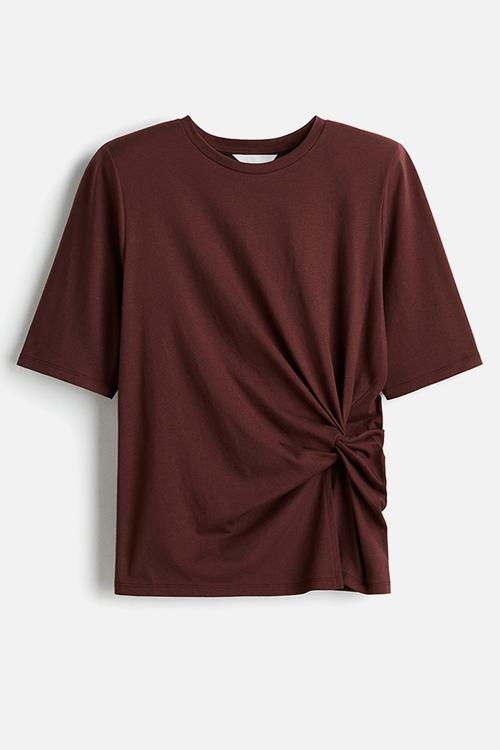 Twist-detail t-shirt - dark rust brown