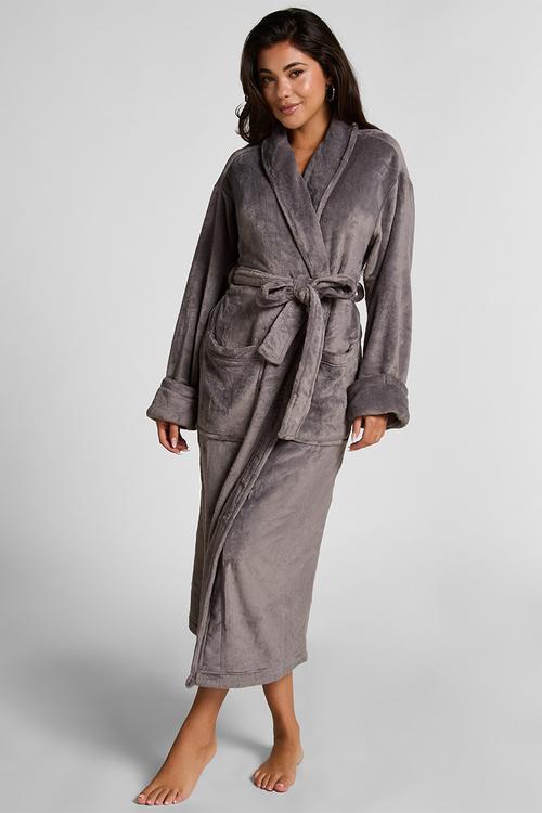 Robe long soft fleece - volcanic glass
