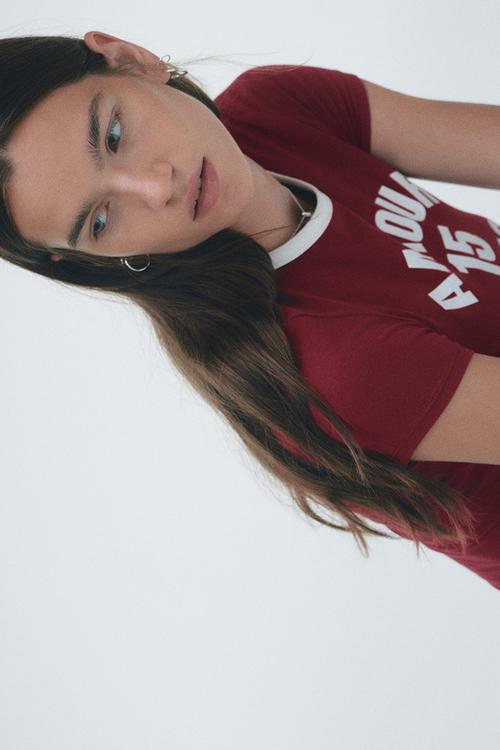 Fitted cotton t-shirt - dark red/amour 