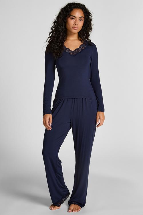 Pj ls jersey modal lace nana - maritime blue