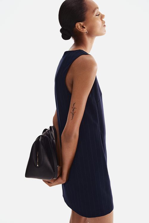 Shift dress - navy blue/pinstriped