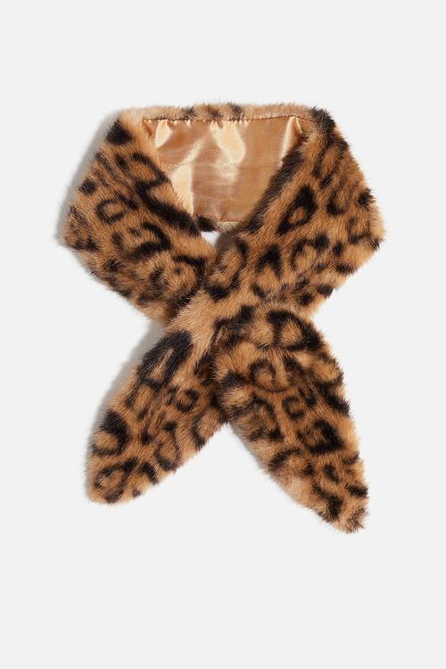Scarf - beige leopard print