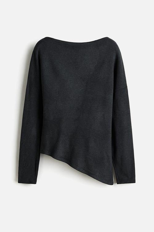 Asymmetric jersey top - dark grey