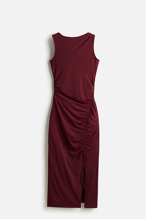 Drawstring-detail dress - burgundy 