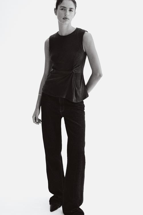 Twist-detail vest top - dark grey marl