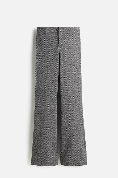 Flared trousers - black & grey patterned