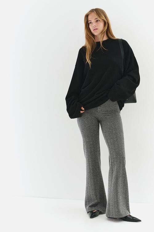 Flared trousers - black & grey patterned