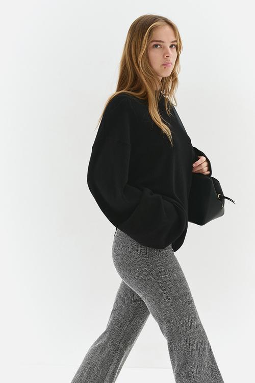 Flared trousers - black & grey patterned