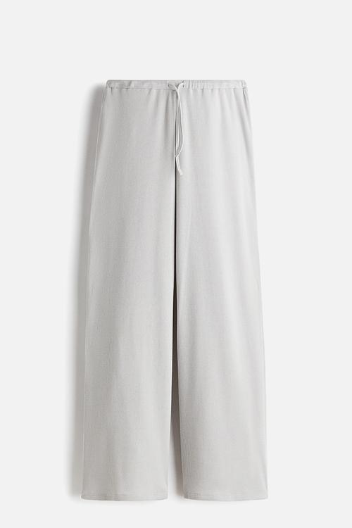 Waffled jersey trousers -  light grey