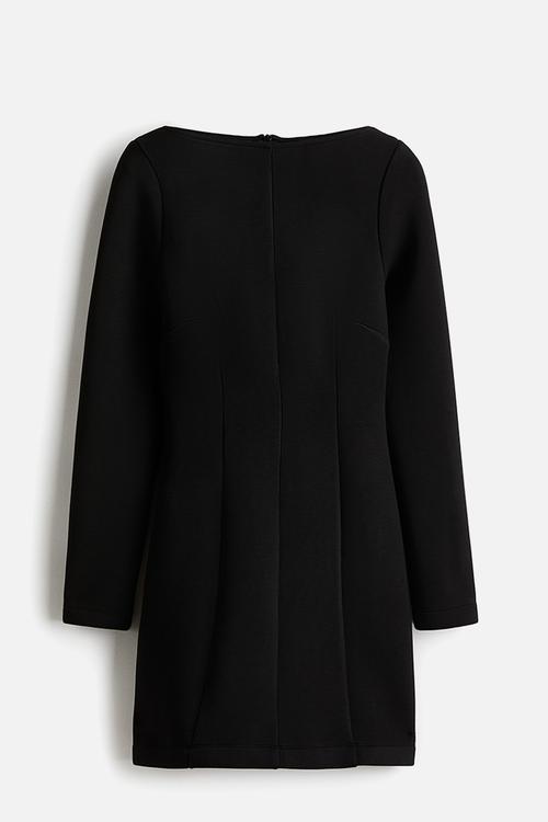 Boat-neck mini dress - black