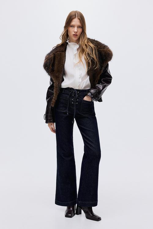 Flared high jeans - dark denim blue