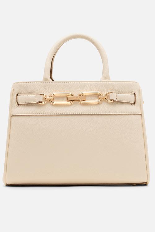 China Midi Satchel W/ Detachable Strap Bag - Pearl White