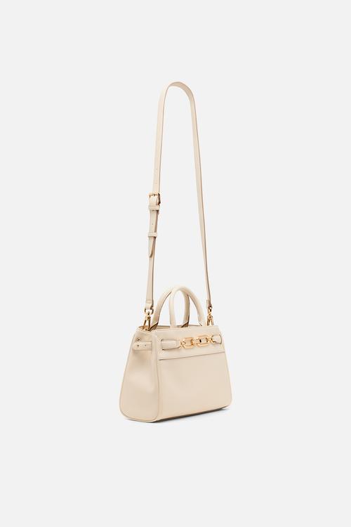 China Midi Satchel W/ Detachable Strap Bag - Pearl White