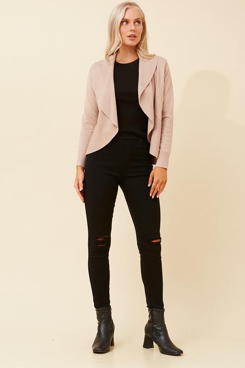 Long Sleeve Waterfall Knitwear Cardigan - Clay